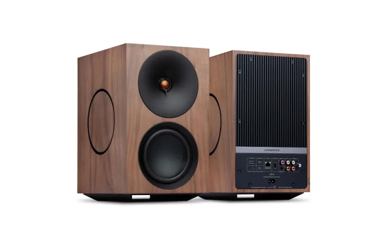 The walnut variant of Cambridge Audio's new L/R X speaker