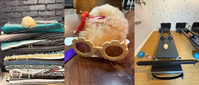 Mishmish the Moflin at Pilates, plus a makeover from a toddler