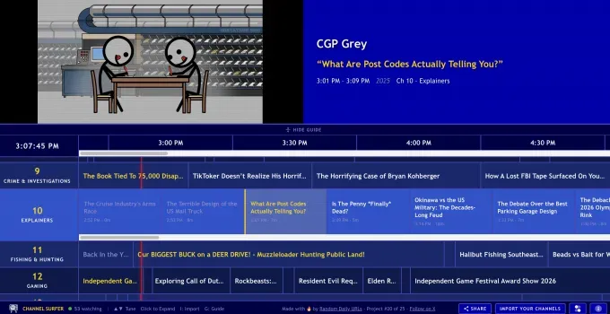 Channel Surfer: YouTube в стиле "старого ТВ"