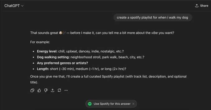 ChatGPT и Spotify: создавайте плейлисты и управляйте музыкой