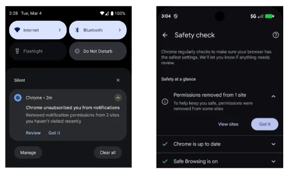 Chrome revoking notifications