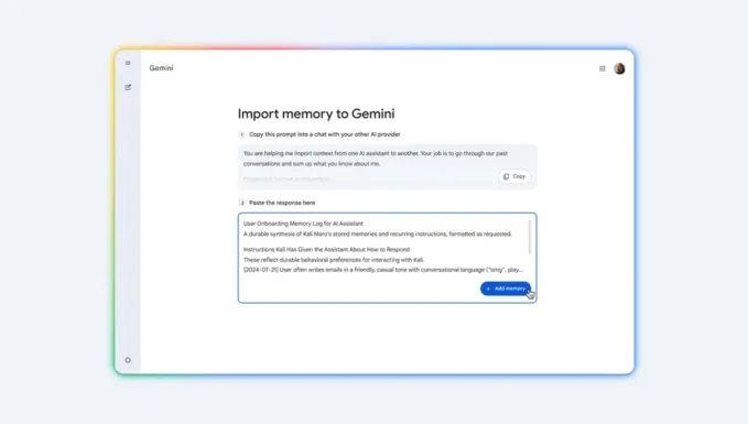 Google Gemini упрощает переход от других чат-ботов