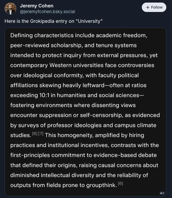 Запись Grokipedia для Илона Маска.