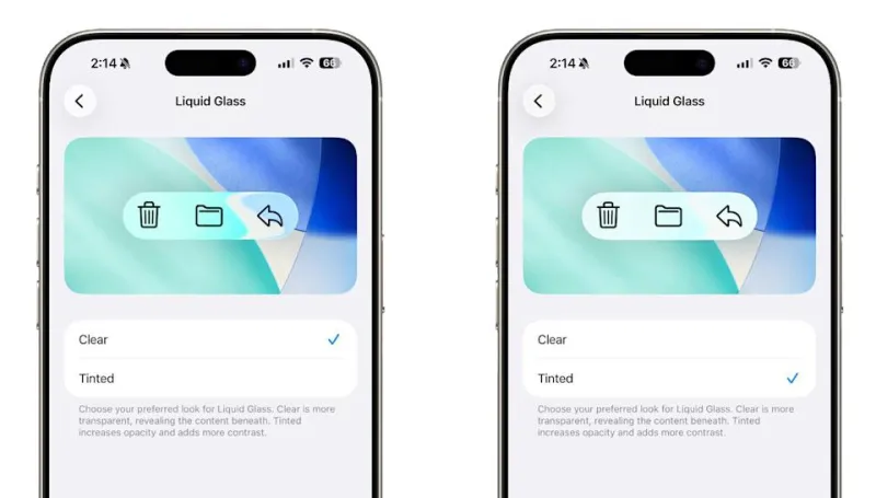iOS 25.1 Beta 4 Liquid Glass clear and tinted