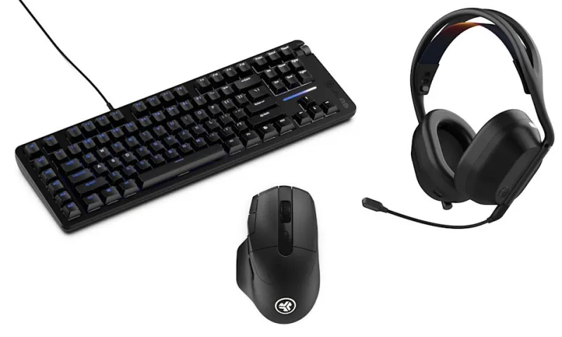 A keyboard, mouse and gaming headset