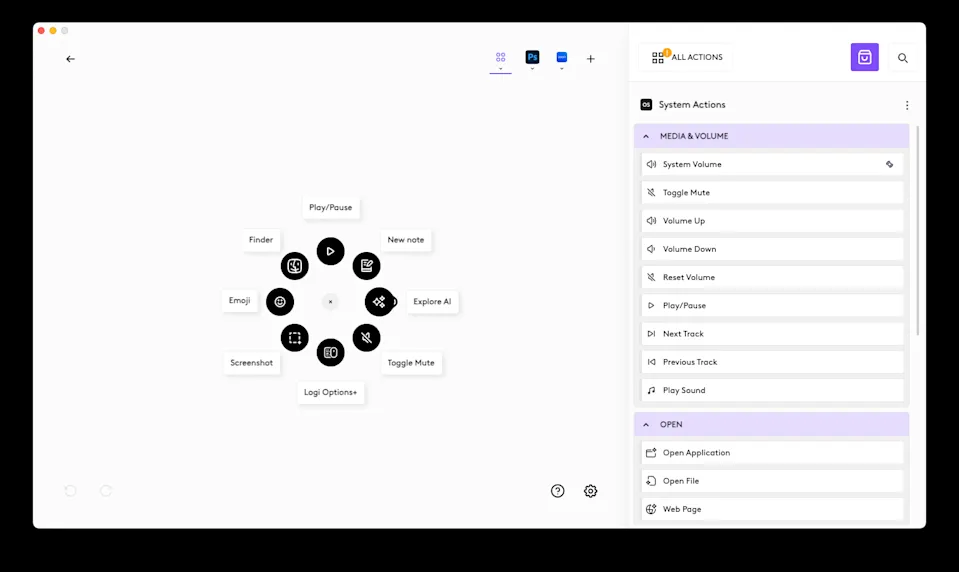 Мужчина использует графитовую беспроводную мышь Logitech MX Master 4 на белом глянцевом столе