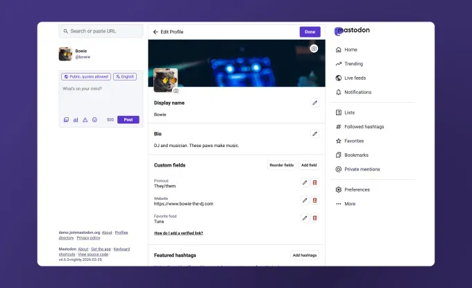 Mastodon обновляет профили: упрощённый интерфейс и новые функции
