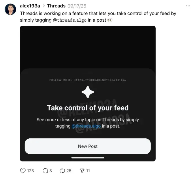 Threads разрабатывает инструмент настройки ленты через тегирование аккаунтов