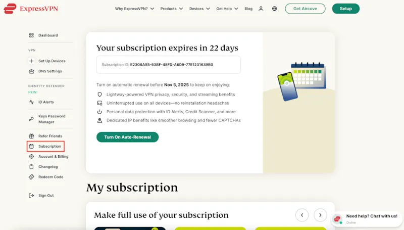 Местоположение чата ExpressVPN