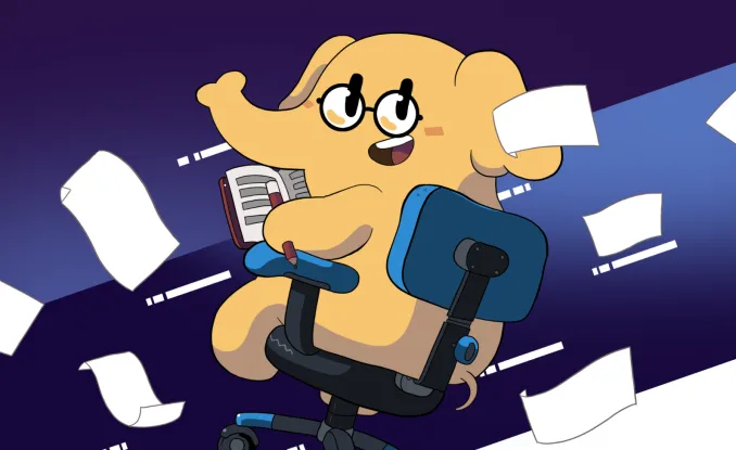 Пурпурные текстовые пузыри, парящие на черном фоне. Один из них содержит букву М