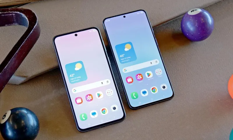 Aside from bezels that are a tiny bit bigger, the Galaxy A37 (left) looks almost exactly the same as the more expensive Galaxy A57 (right).