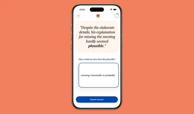 Скриншот приложения LookUp с видом карты, показывающим происхождение слова