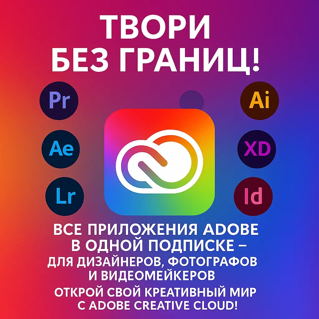 Adobe Creative Cloud Все приложения 12 мес. | Онлайн