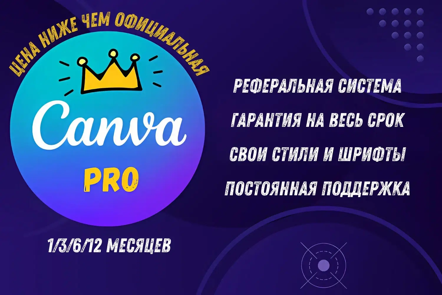 Canva Pro | Подписка на 1-12 мес | Инвайт | Онлайн
