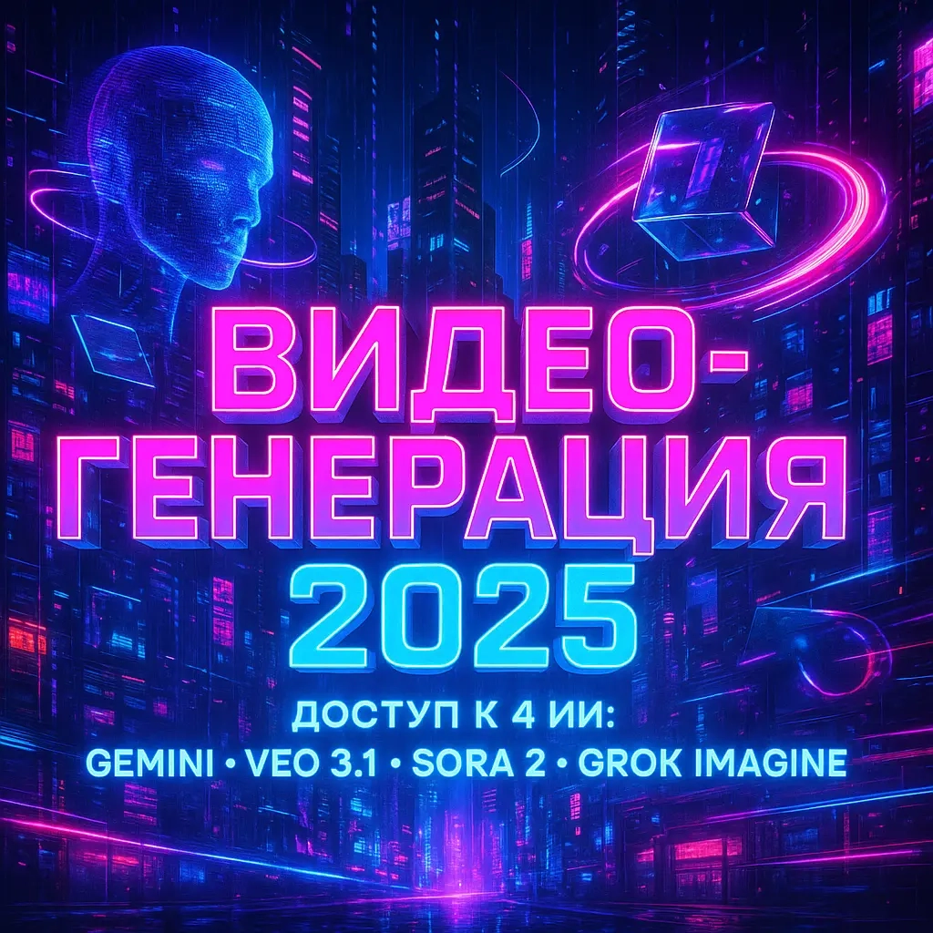 4 Видео ИИ Аккаунта: Gemini, Veo, Sora, Grok | Онлайн