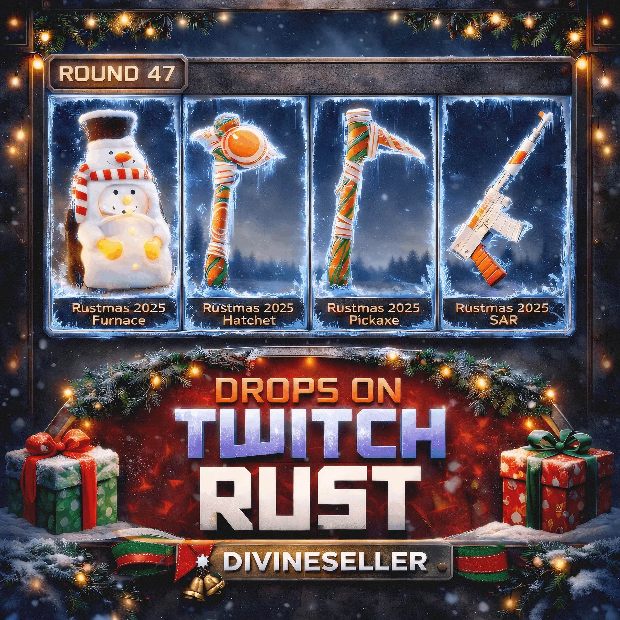 RUST Twitch Drops: 4 скина Rustmas 2025 | Онлайн