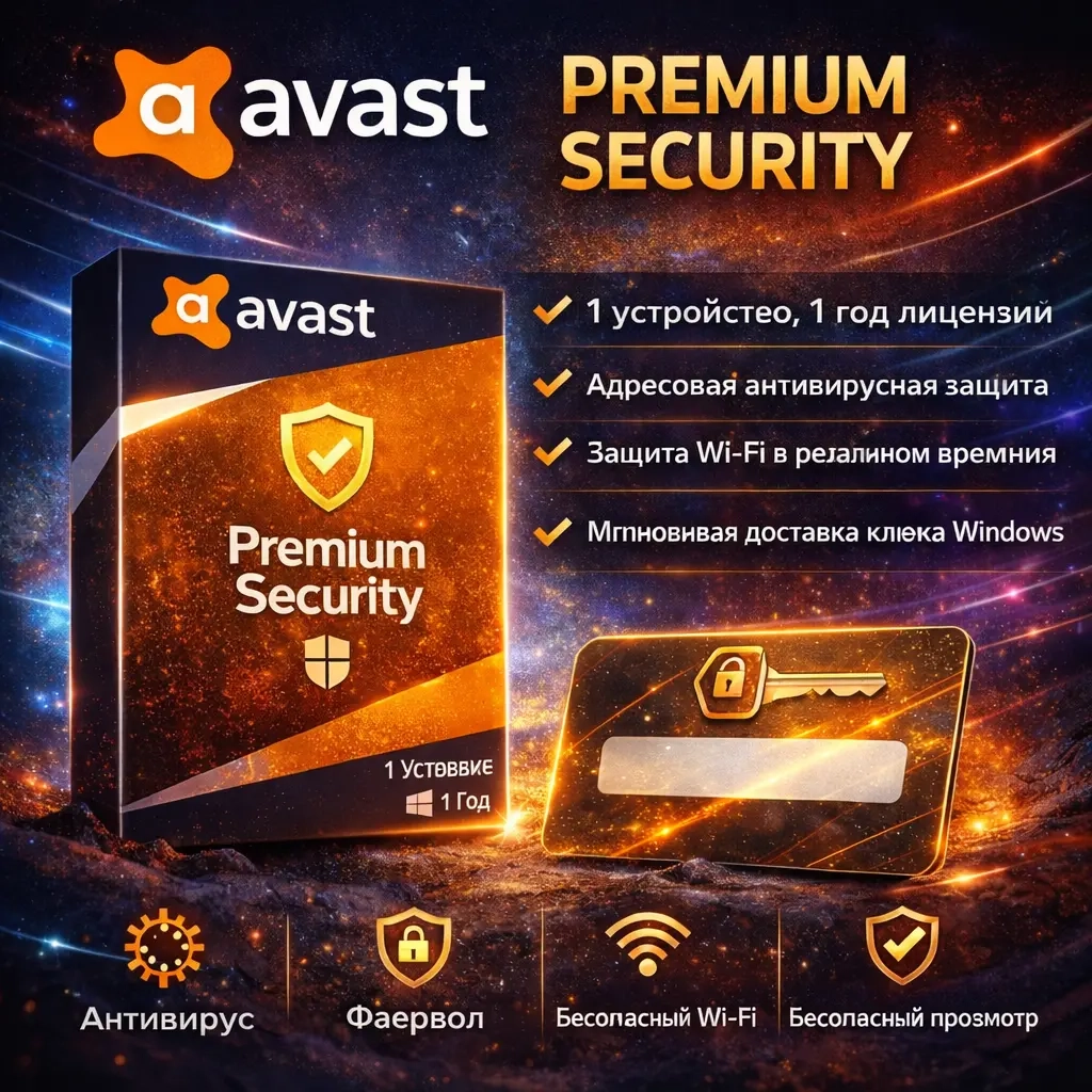 Avast Premium Security: Ключ для 1 Устройства, 1 Г...