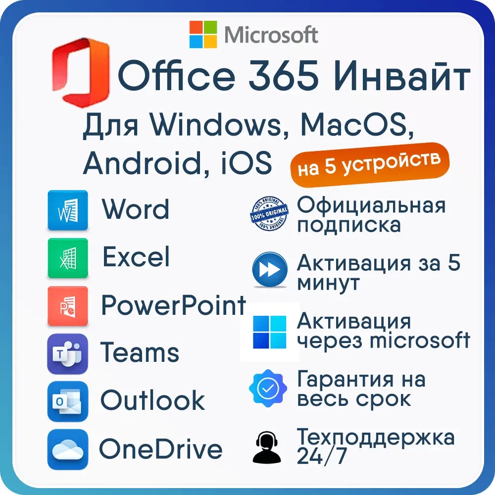 Подписка Microsoft Office 365 + 1 ТБ OneDrive: Инвайт Онлайн
