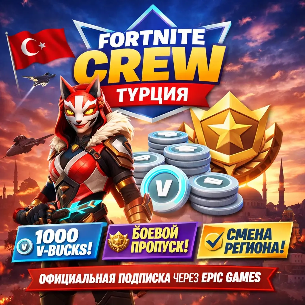 Fortnite Crew: Подписка + 1000 V-Bucks | PlayStati...