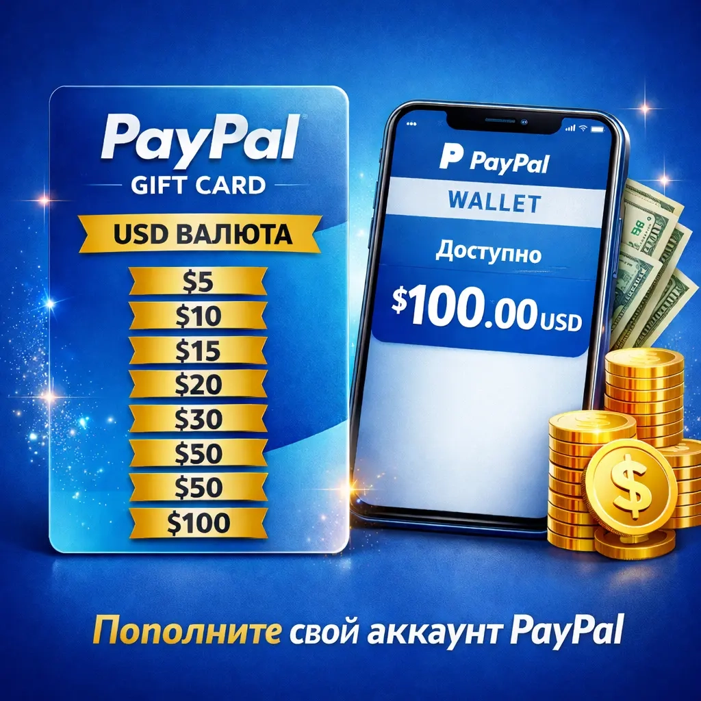 Подарочная карта PayPal USD | Быстрое пополнение б...