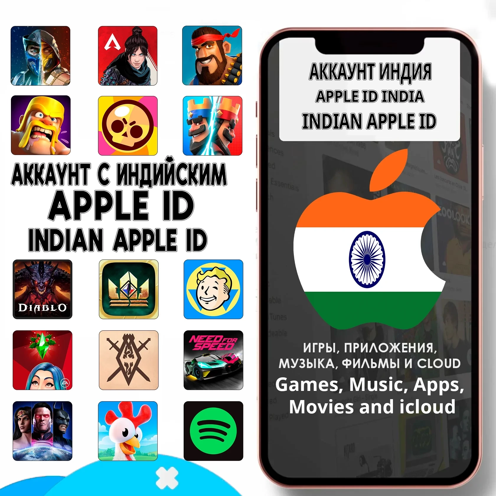Apple ID Индия (AppStore) - Личный аккаунт iOS