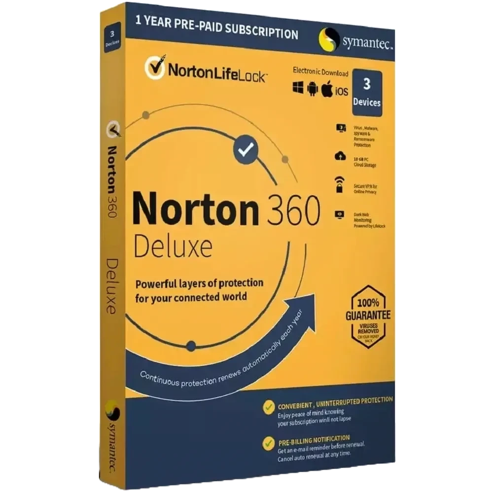Norton 360 Deluxe лицензия на 3 устройства — ключ активации
