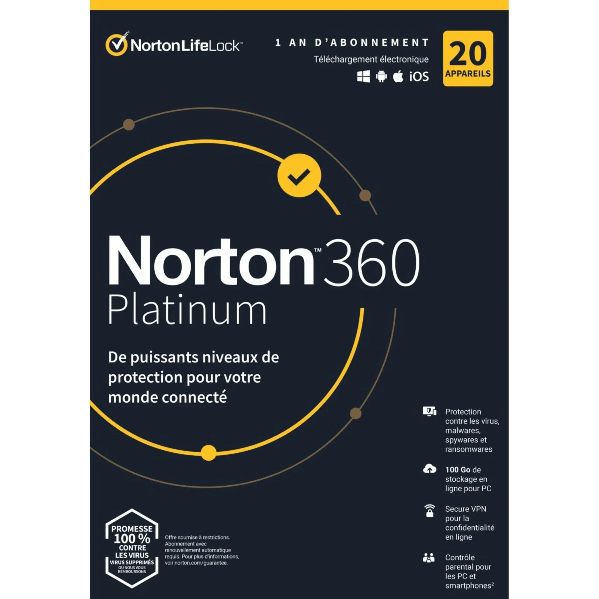 Ключ Norton 360 Platinum 20 устройств — лицензия на 1 год онлайн