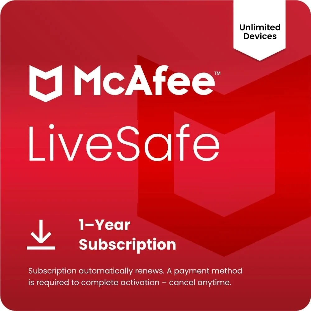 Ключ McAfee LiveSafe 1 год — защита устройств онлайн