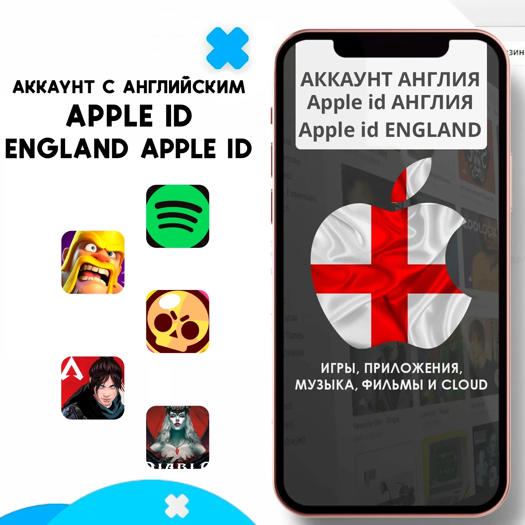 Apple ID Великобритания: Личный аккаунт App Store Англия