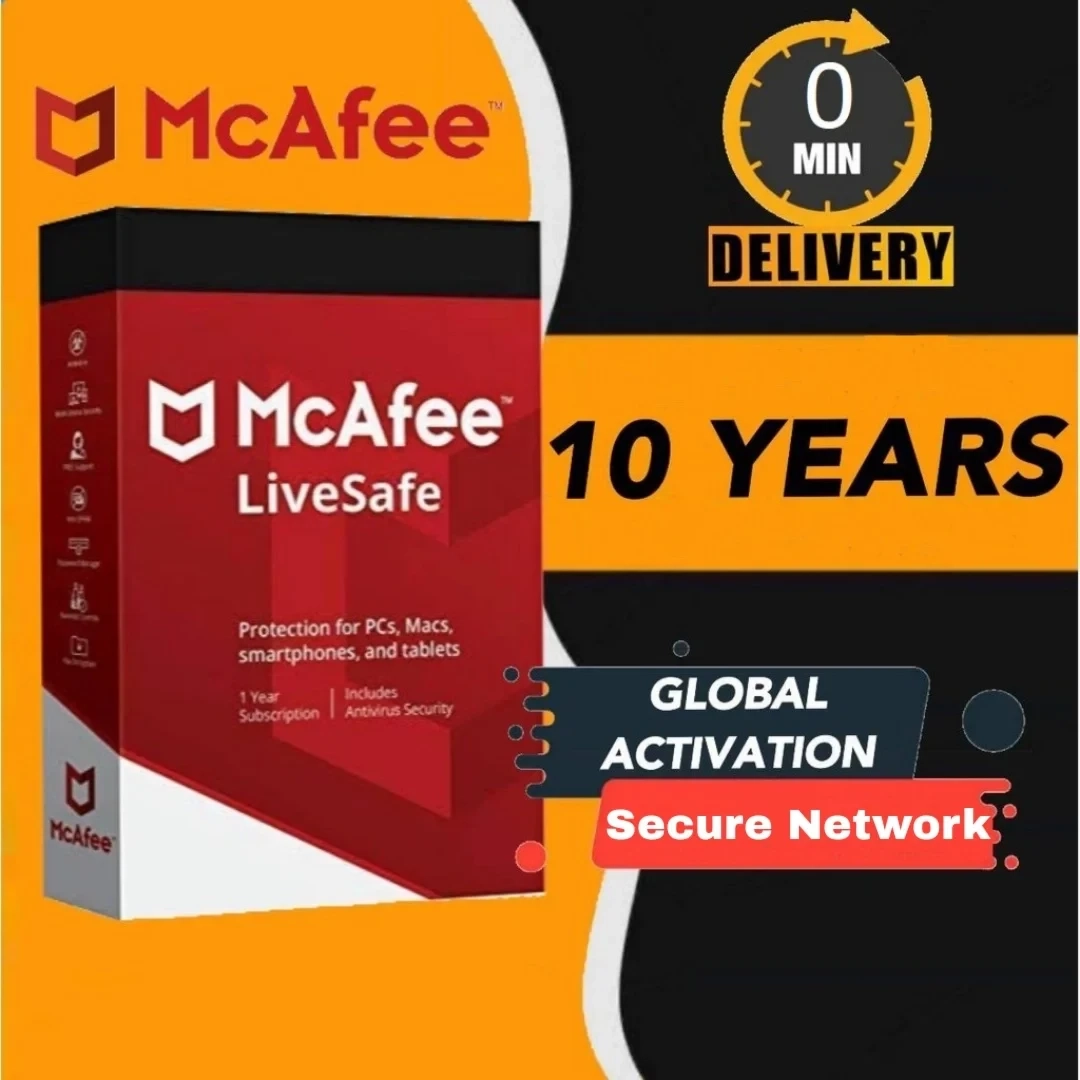  Ключ McAfee LiveSafe 2025 на 10 лет — защита и оптимизация 