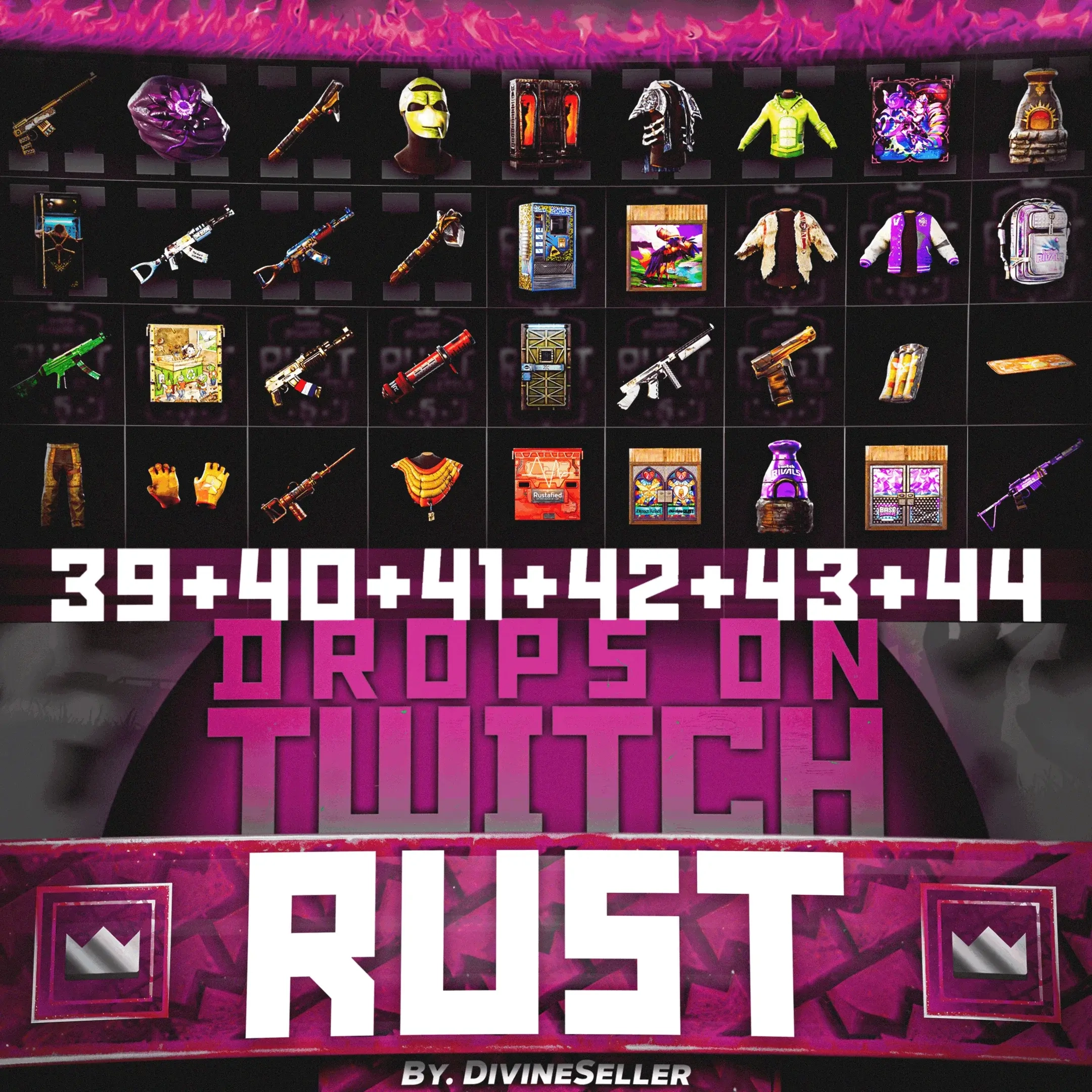 Rust Twitch Drops: 68 скинов 39-44 | Онлайн