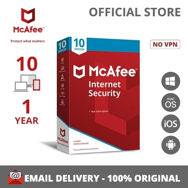 Ключ McAfee Internet Security 2024 на 10 устройств — лицензия