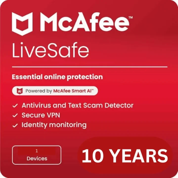 McAfee LiveSafe 2025 | Ключ на 10 лет | Онлайн-доставка