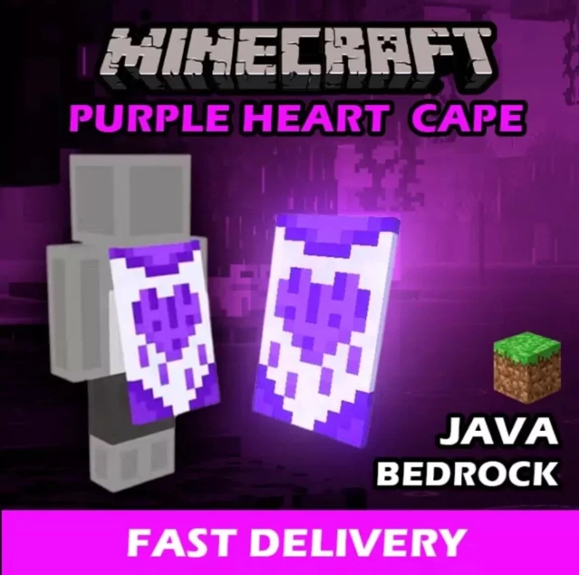 Purple Heart Cape Bedrock | Minecraft Bedrock Скин...