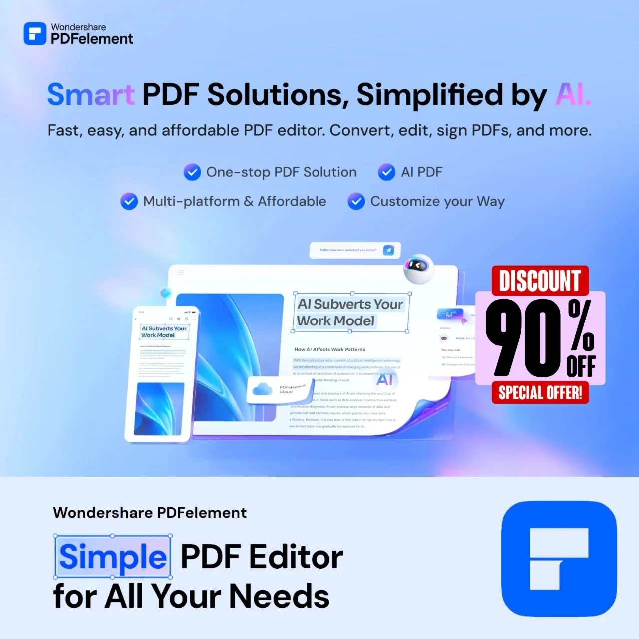 Wondershare PDFelement | Пожизненный аккаунт (Онлайн)