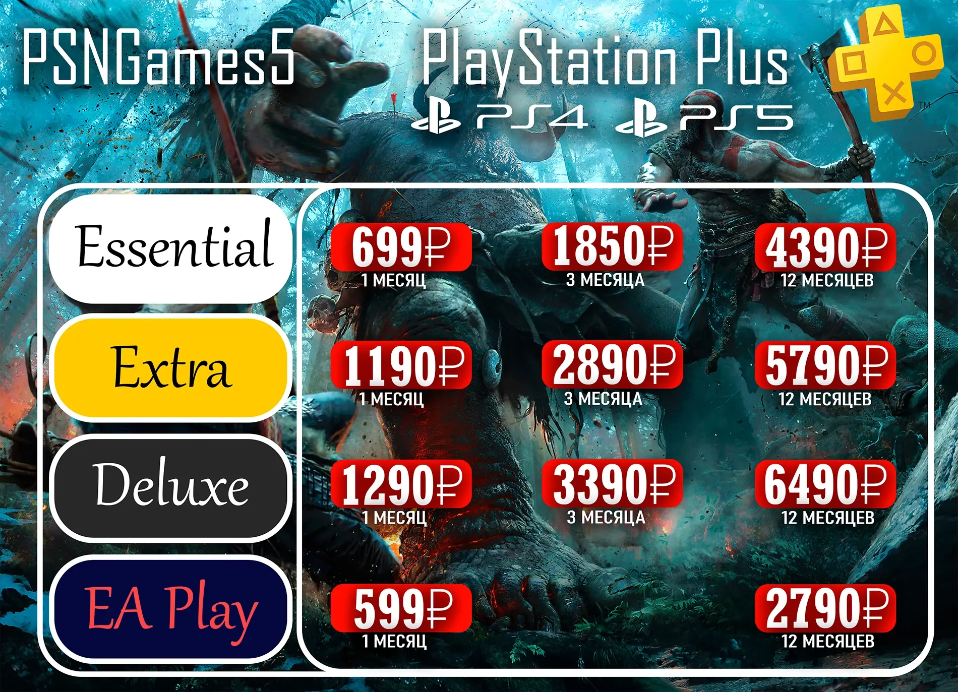 PS Plus Украина: Подписка Essential, Extra, Deluxe