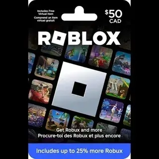 Roblox Card 50 CAD - Безопасная Подарочная Карта для Roblox
