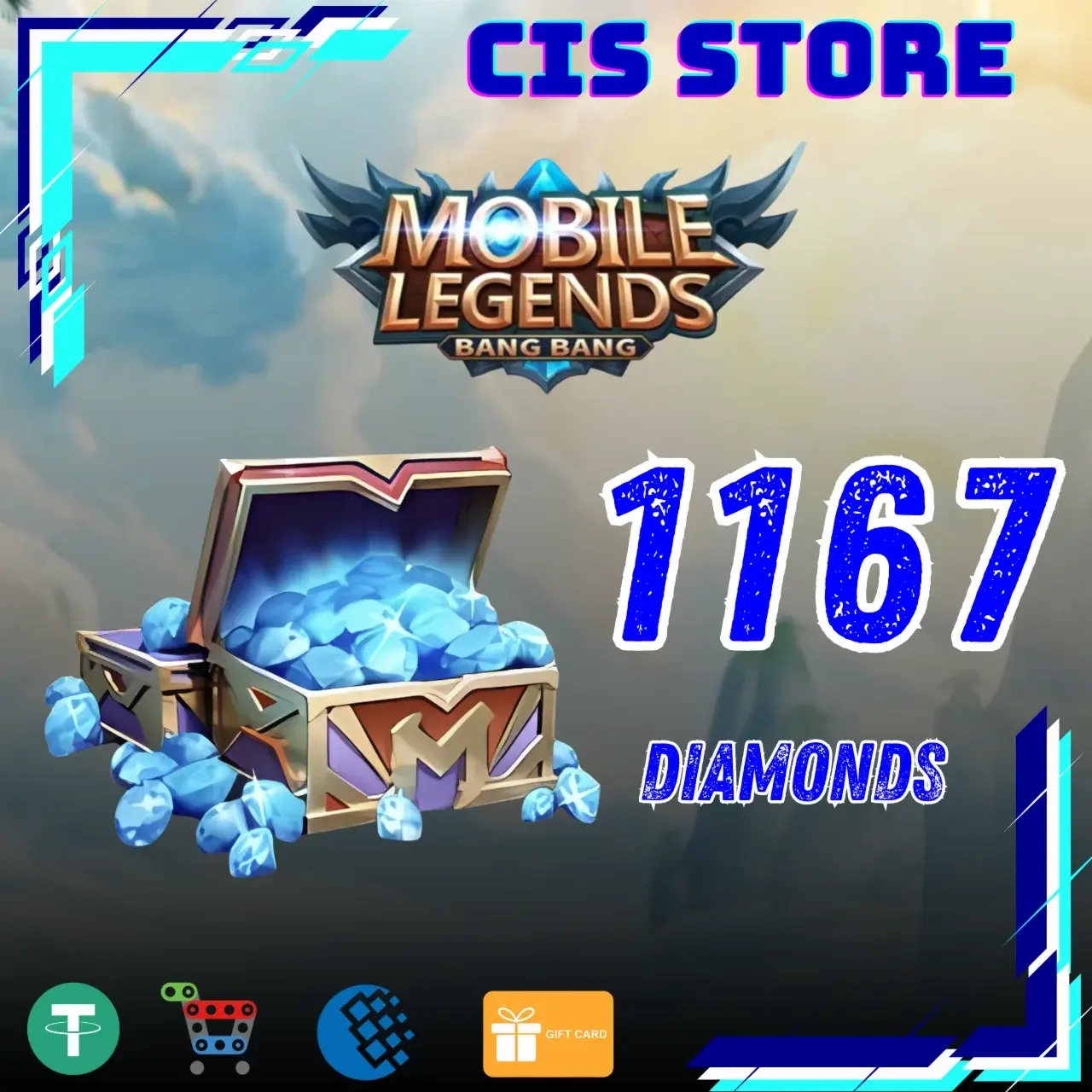 Mobile Legends 1167 Алмазов | Подарочная карта Global