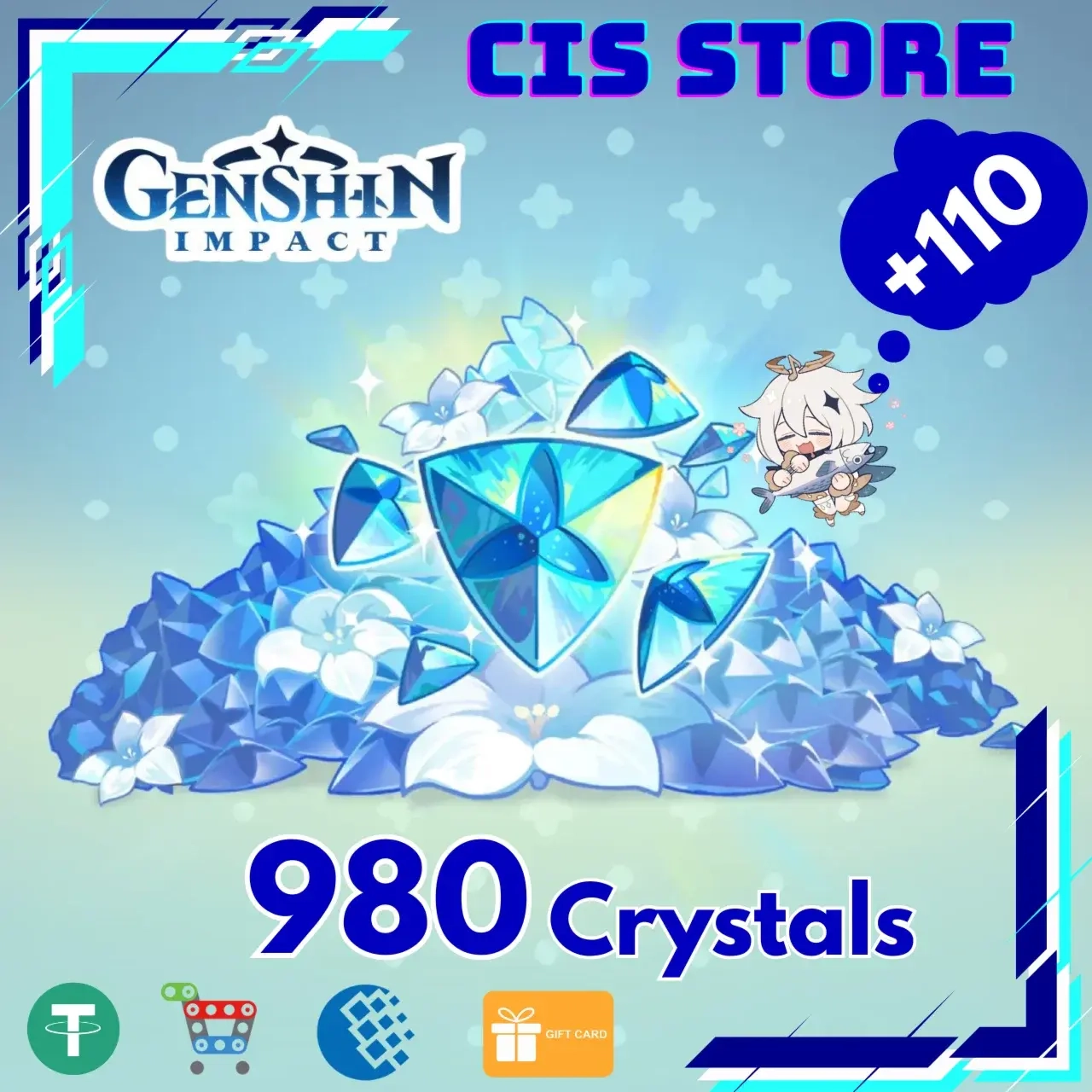 Genshin Impact 980+110 Кристаллов | Глобальный | По ID
