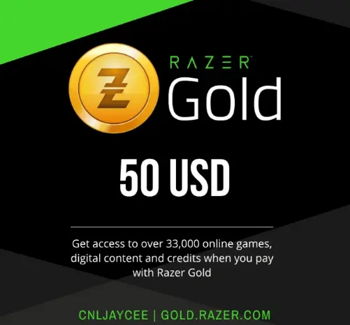 Razer Gold US 50 USD | Игровая карта оплаты | США